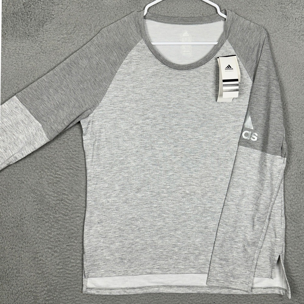 NEW Adidas Shirt Womens XL Climalite Grey Colorbock Raglan Long Sleeve Athletic
